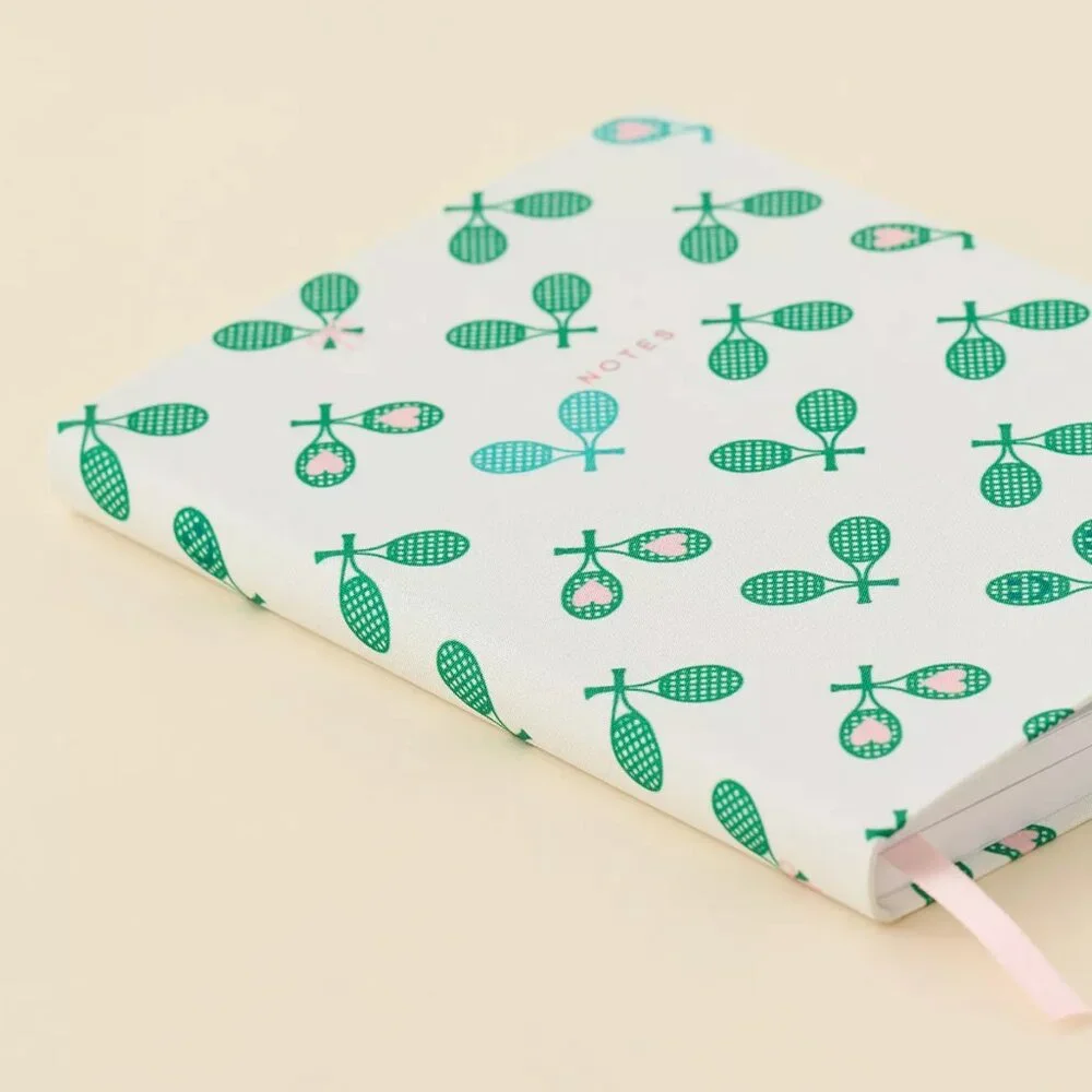 URBAN OUTFITTERS White Green Tennis Rackets Small Pocket Journal Notebook NEW